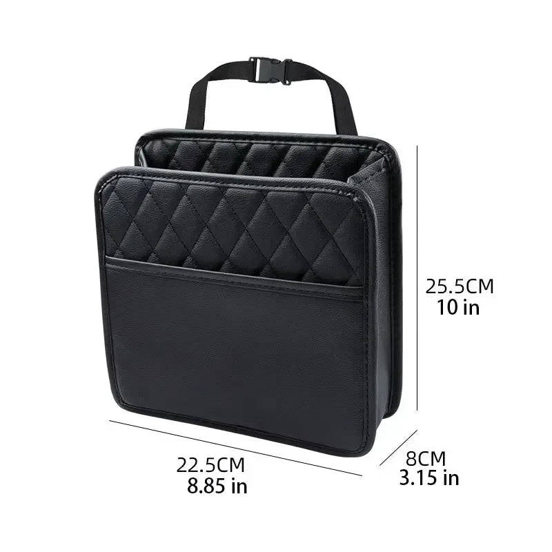 Leather Car Seat Back Storage Bag