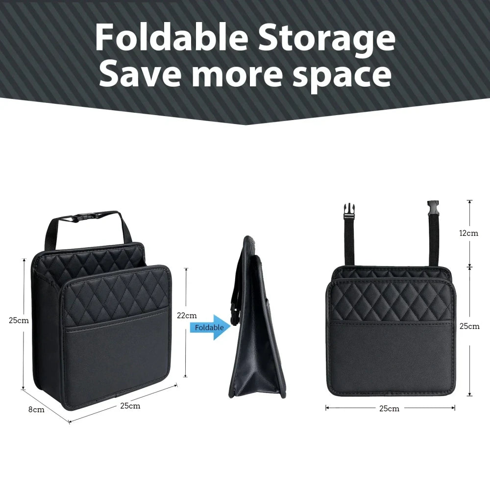 Leather Car Seat Back Storage Bag