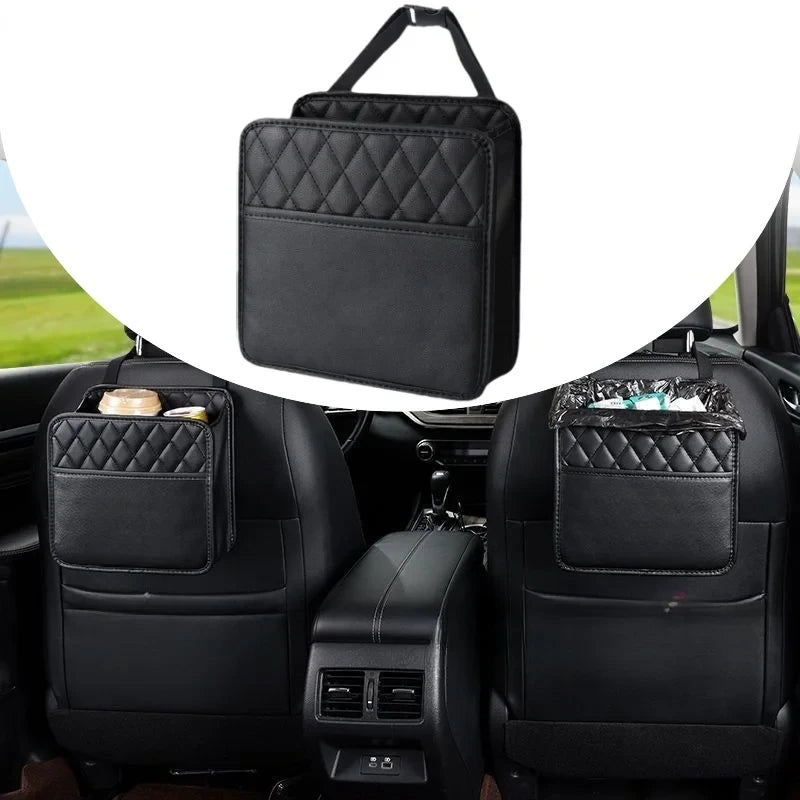 Leather Car Seat Back Storage Bag
